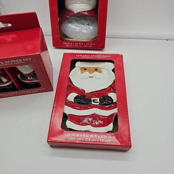 Holiday TIME Christmas Winter Ceramic Bundle Holder Salt And‎ Pepper Spoon Rest - Picture 8 of 11
